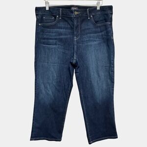 NYDJ Marilyn Straight Leg Crop Jeans Size 16 Dark Wash Denim Lift Tuck High Rise